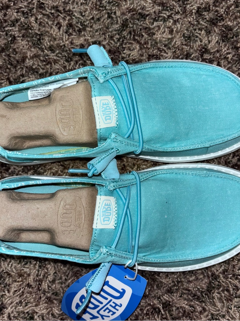 Hey Dude Wendy Canvas Turquoise Size 5 Slip On Shoes New Women’s - Picture 5 of 8